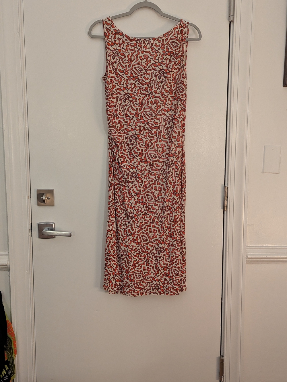 Diane von Furstenberg Orange and White Geometric Mini Dress